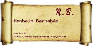 Manheim Barnabás névjegykártya